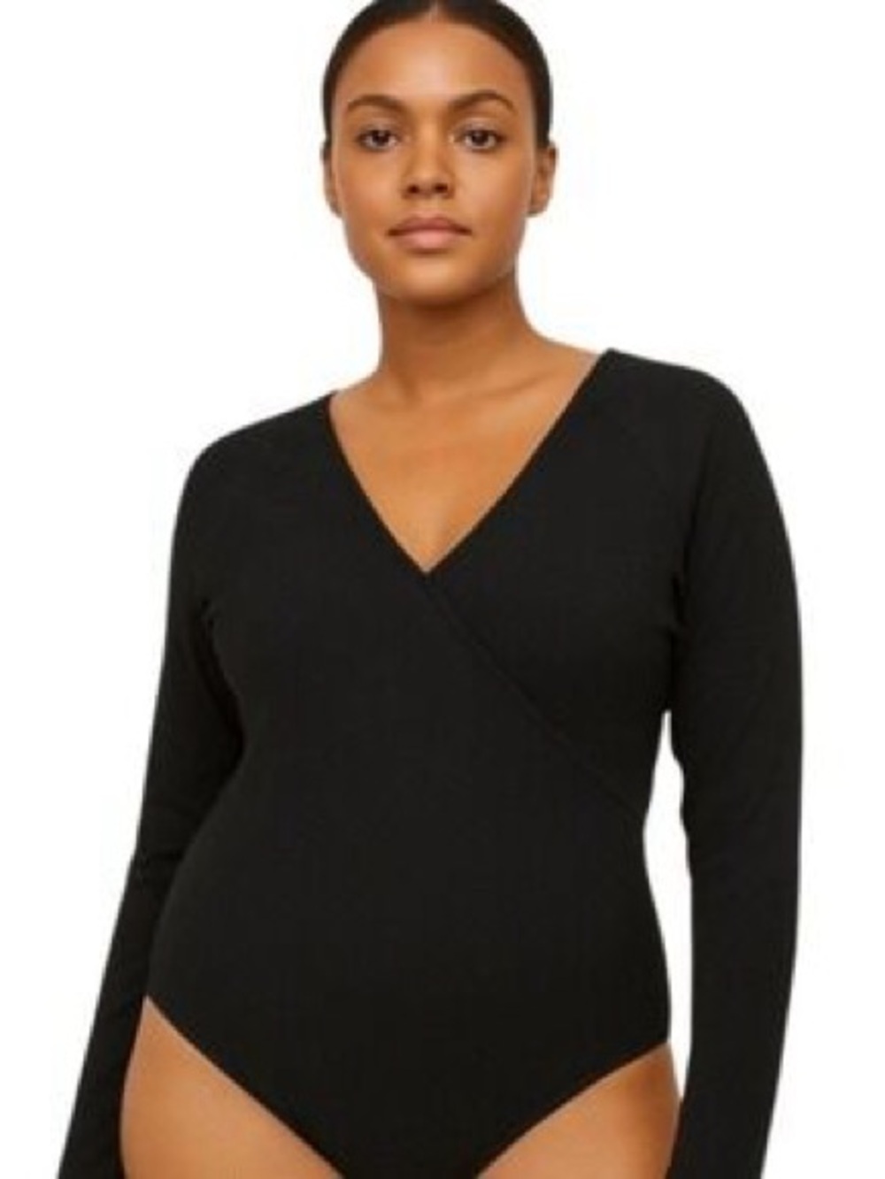 73. Pea in the pod • nwt Black Long-Sleeve V-Neck Bodysuit - Women Tops
